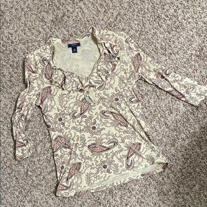 Chaps Beige Paisley Blouse